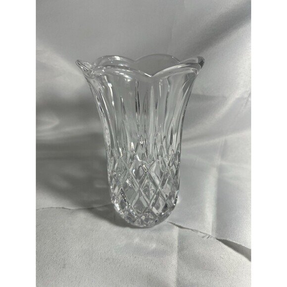 Vintage Gorham King Edward Crystal 6.5” Flared Vase Scalloped Rim No Chips EXC - Picture 4 of 16